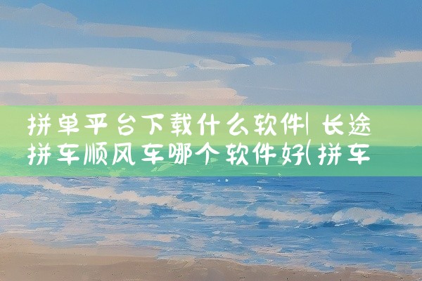 拼单平台下载什么软件